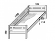 Perokresba - masivní dětská postel Benjamin Bubbles 90x200cm se zábranou - rozměry uvedeny v mm