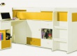Dětská postel s psacím stolem Moli - bílý lux/žlutá
