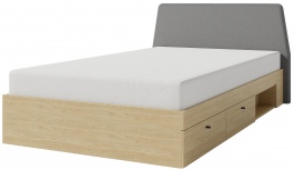Studentská postel 120x200cm s úložným prostorem Rudy - dub olejovaný/šedá
