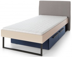 Studentská postel 90x200cm s úložným prostorem Raquel - béžová/modrá/šedá