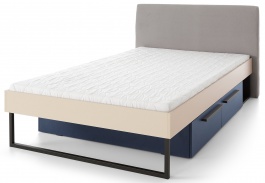 Studentská postel 120x200cm s úložným prostorem Raquel - béžová/modrá/šedá